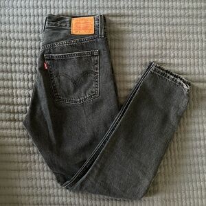 LEVI’S premium 501 Skinny Jeans Women's Black Gray Wash Distressed Button Fly